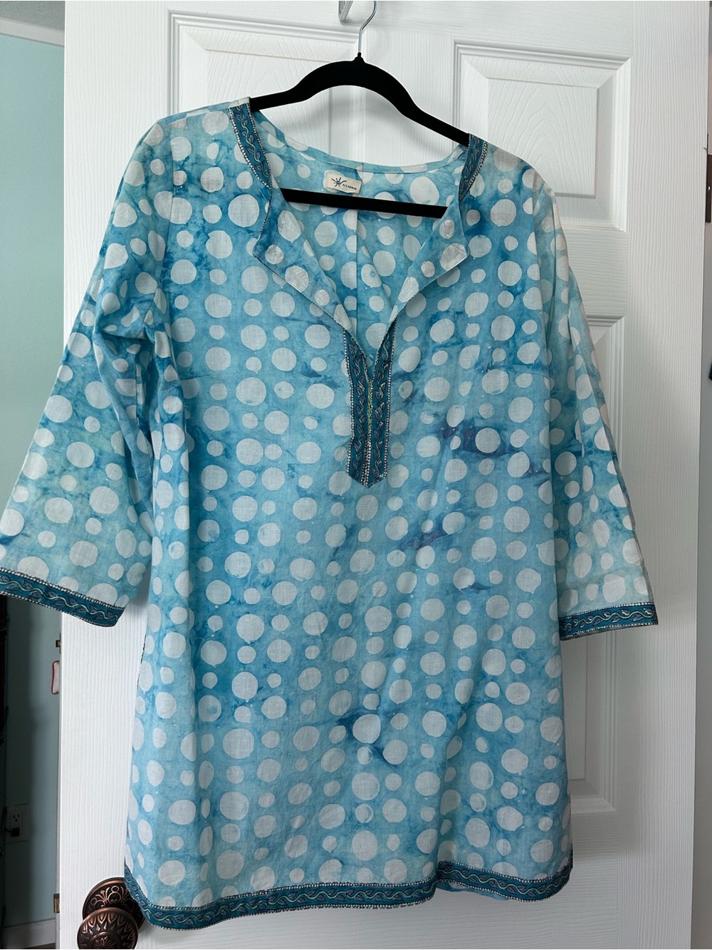 Blu Nomad Light Blue & White Polka Dot Tunic